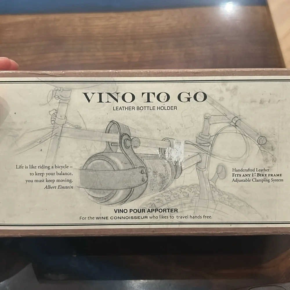 Restoration Hardware Vino To Go Bicycle Wine Bottle Holder Carrier Leather